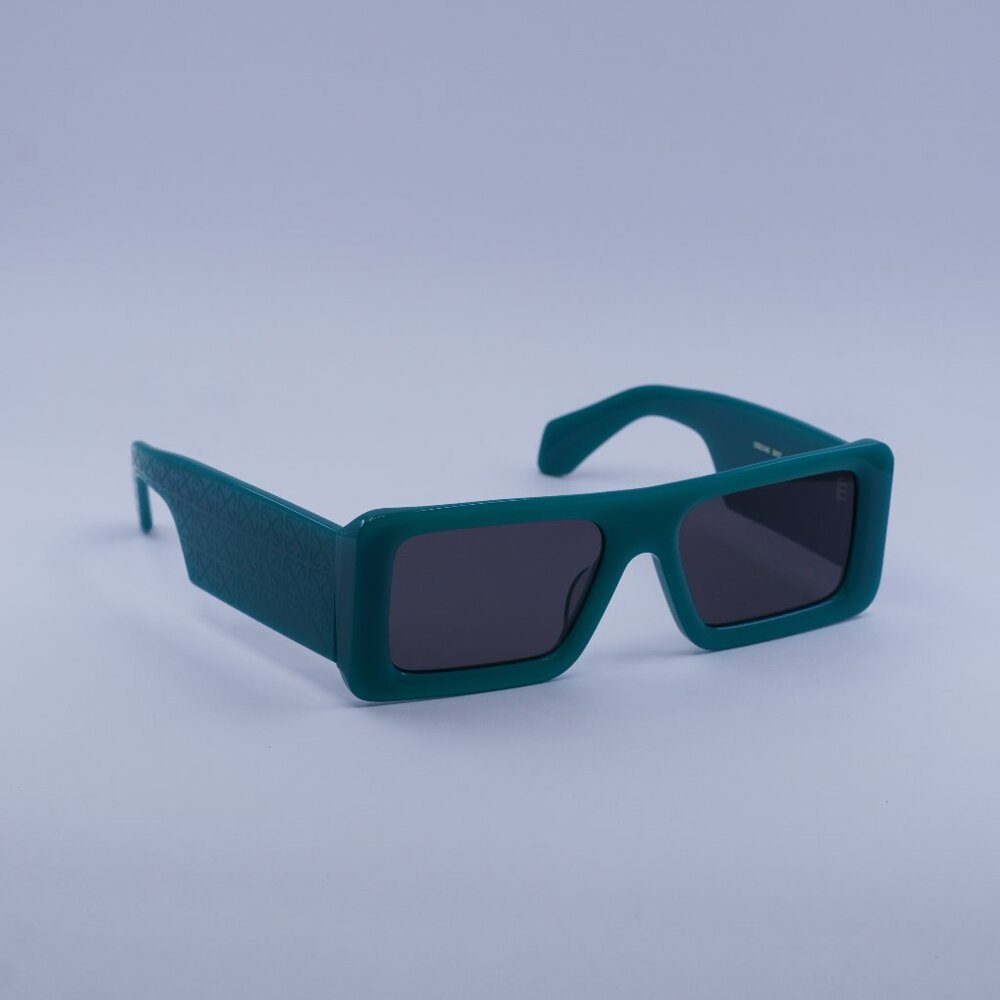 Off-White OERI140 TROY 5907 Sunglasses Teal Rectangle Frame, Dark Grey Lenses